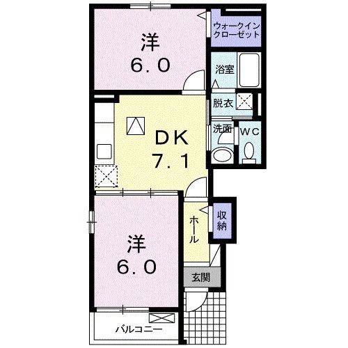 フィオーレ・アール・ウーノ(2DK/1階)の間取り写真