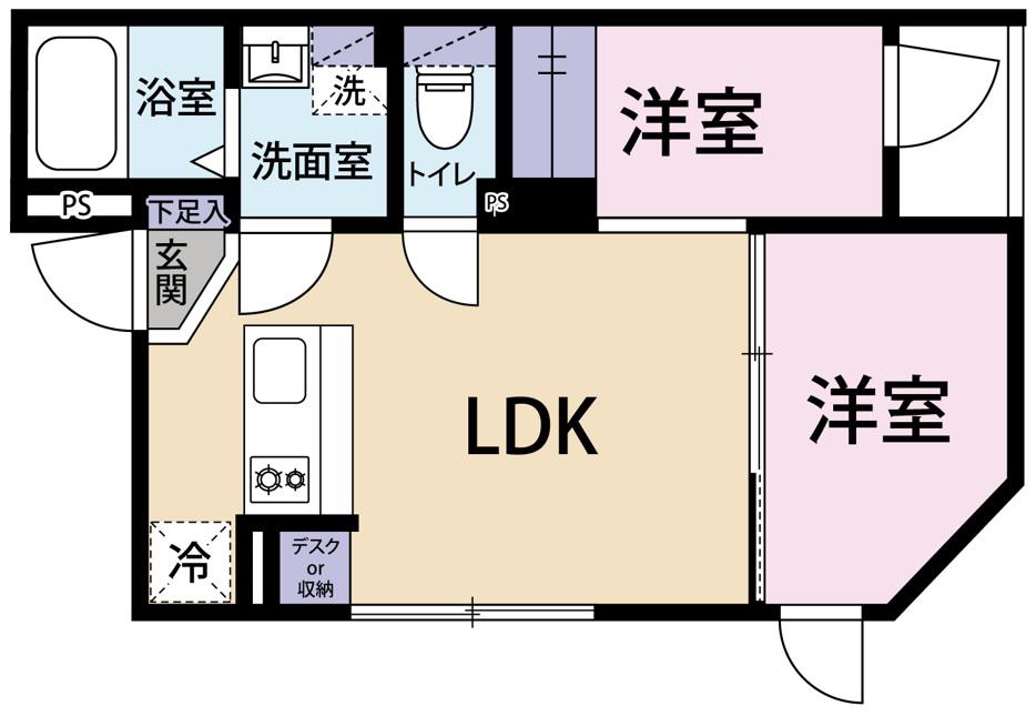 RECORRIDONAKANOSHINBASHI(2LDK/B1階)の間取り写真