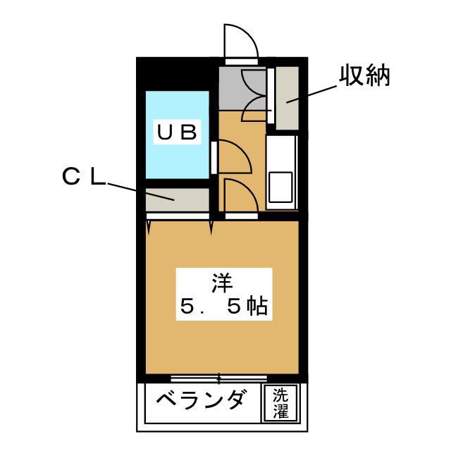 白楽センチュリーフラット(1K/1階)の間取り写真