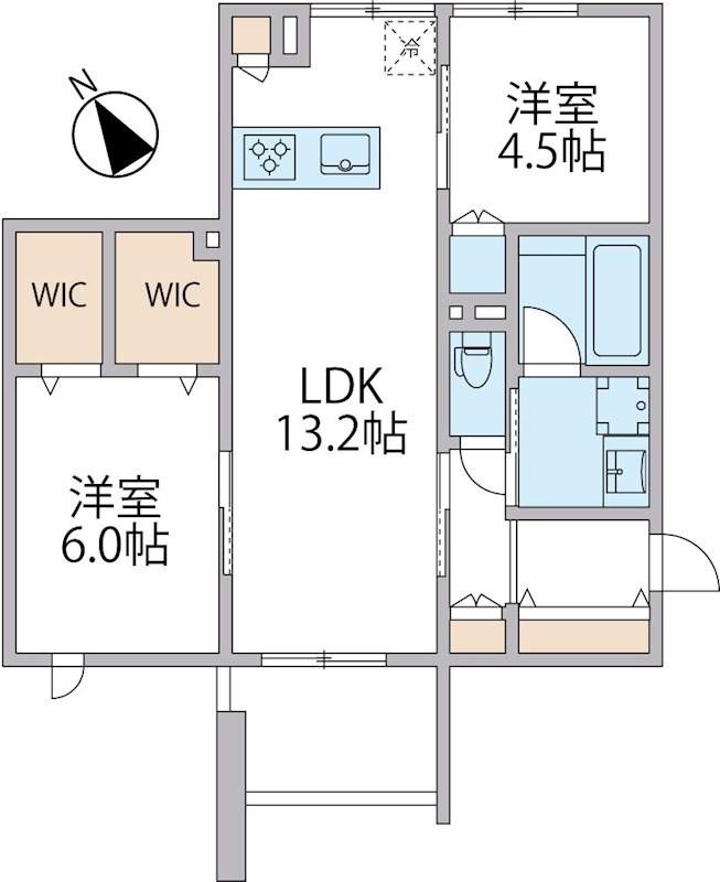 パークアヴェニュー湘南辻堂 南棟(2LDK/1階)の間取り写真