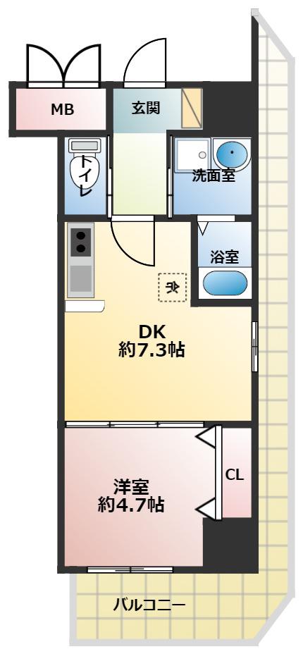 グランビア深井(1DK/9階)の間取り写真