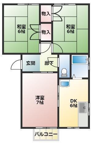 ハーバー秋山(3DK/2階)の間取り写真
