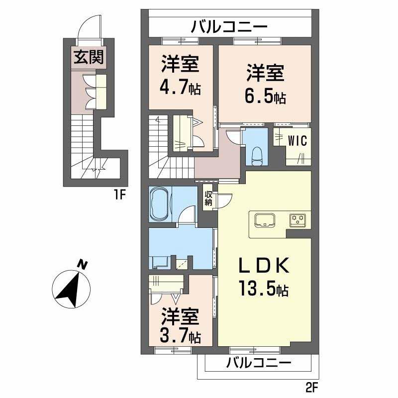 シャーメゾン豊岡(3LDK/2階)の間取り写真