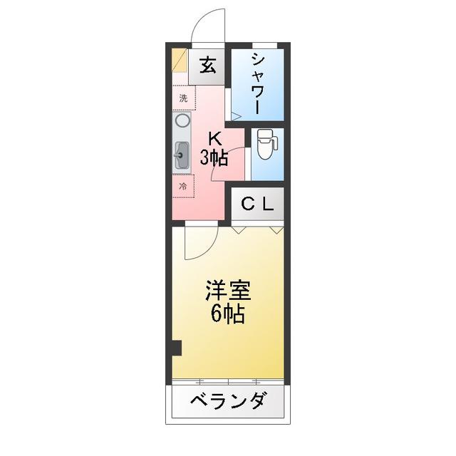共栄ハイツ(1K/3階)の間取り写真