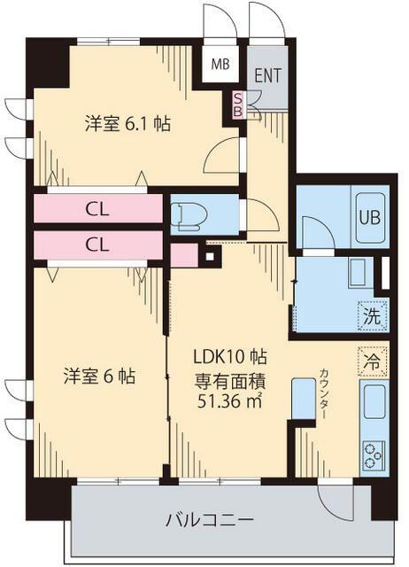 ステディコート桜上水(2LDK/7階)の間取り写真