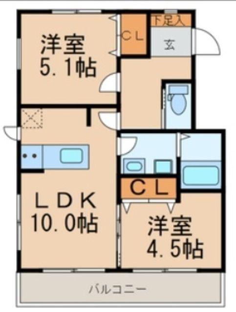 テゾーロ壱番館(2LDK/1階)の間取り写真