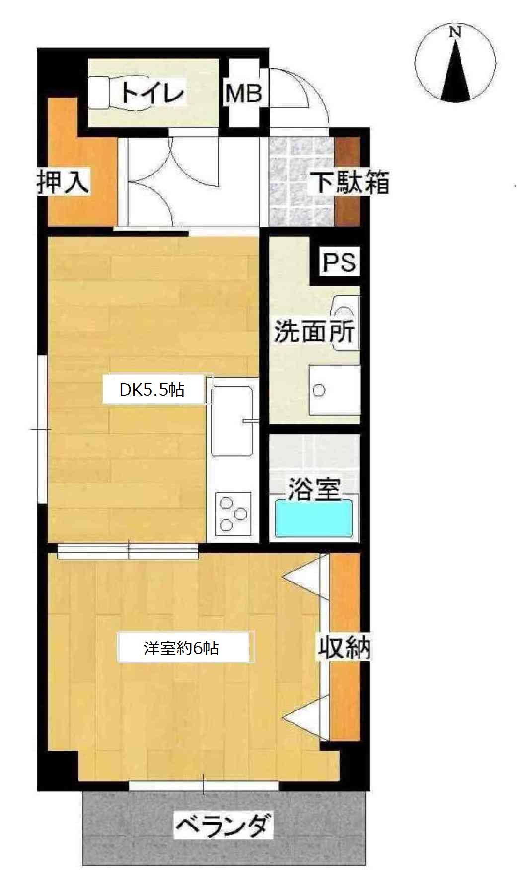 メゾンドボヌール溝の口(1DK/3階)の間取り写真