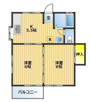シャトレ(2DK/2階)の間取り写真