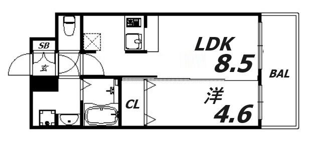 プレサンスKOBEアモーレ(1LDK/11階)の間取り写真