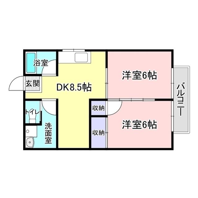 シティハイム野田(2DK/2階)の間取り写真