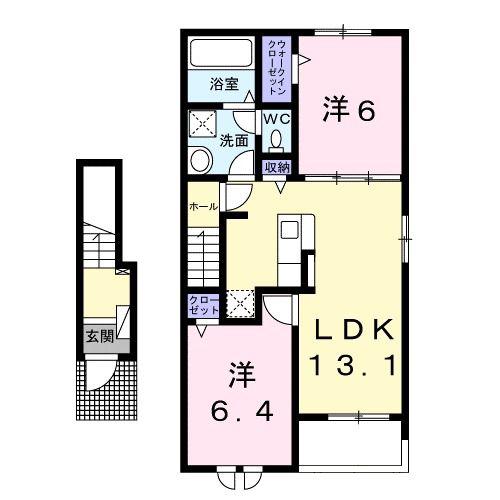 マルベリー(2LDK/2階)の間取り写真