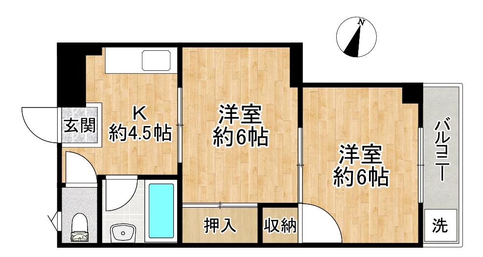 国元マンション(2K/3階)の間取り写真