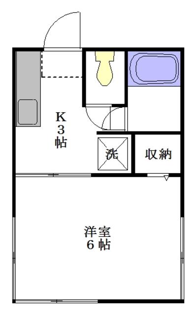 みなと荘(1K/1階)の間取り写真