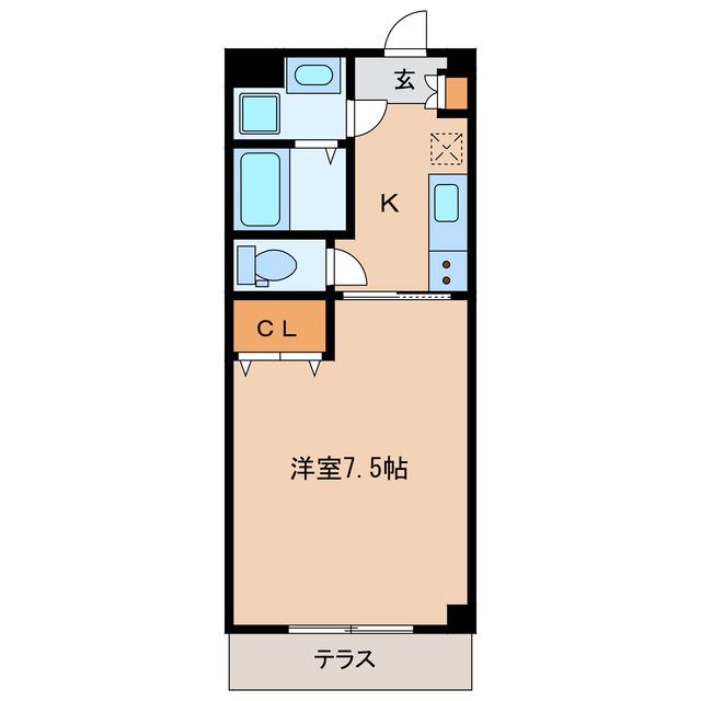 アルル竜(1K/1階)の間取り写真