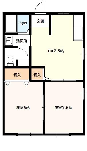 キャロット(2DK/1階)の間取り写真