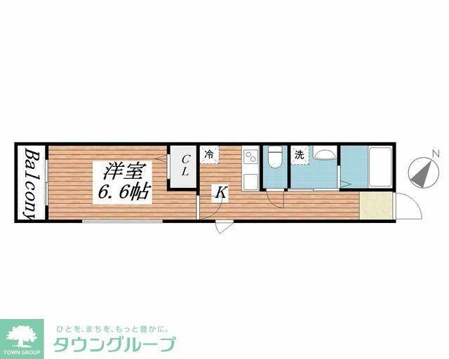 フラット南流山(1K/1階)の間取り写真