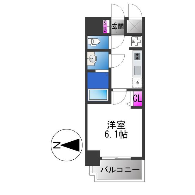 アドバンス大阪ベクエム(1K/8階)の間取り写真
