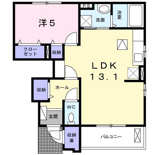 セシリア(1LDK/1階)の間取り写真