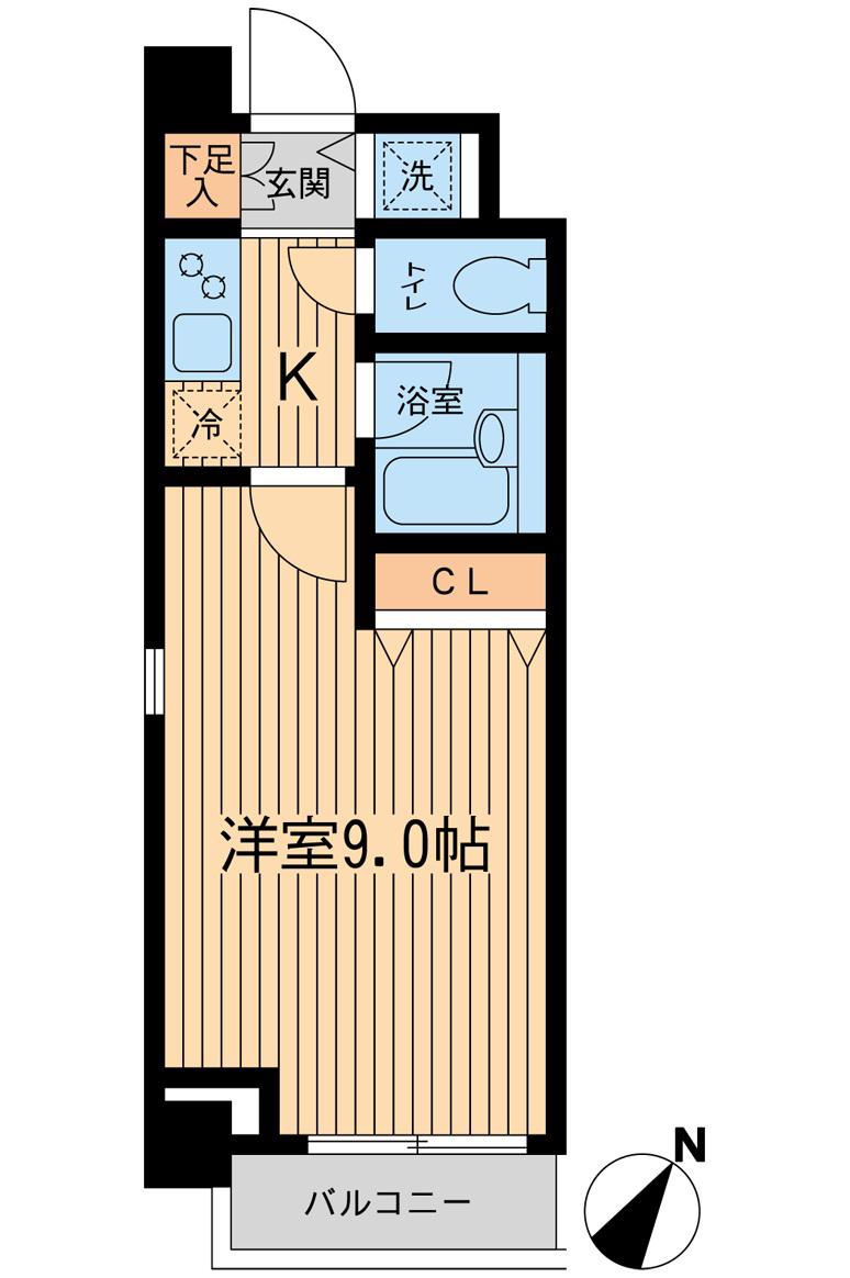 JC西馬込(1K/4階)の間取り写真