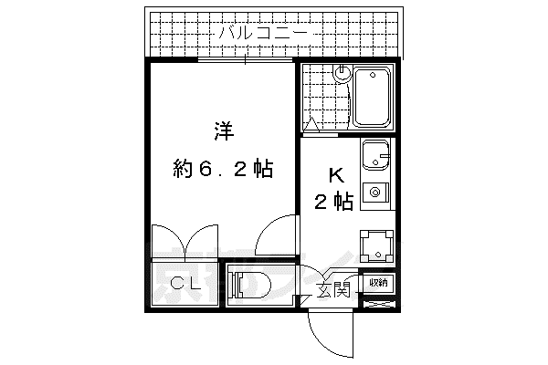 レオパレス明和(1K/1階)の間取り写真