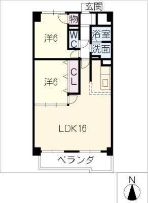 エルフ杉の木(2LDK/1階)の間取り写真