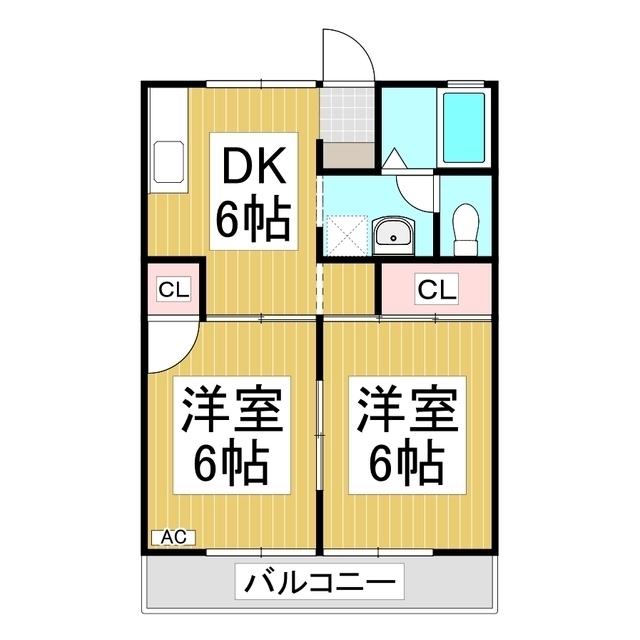セジュール東和田B棟(2DK/2階)の間取り写真