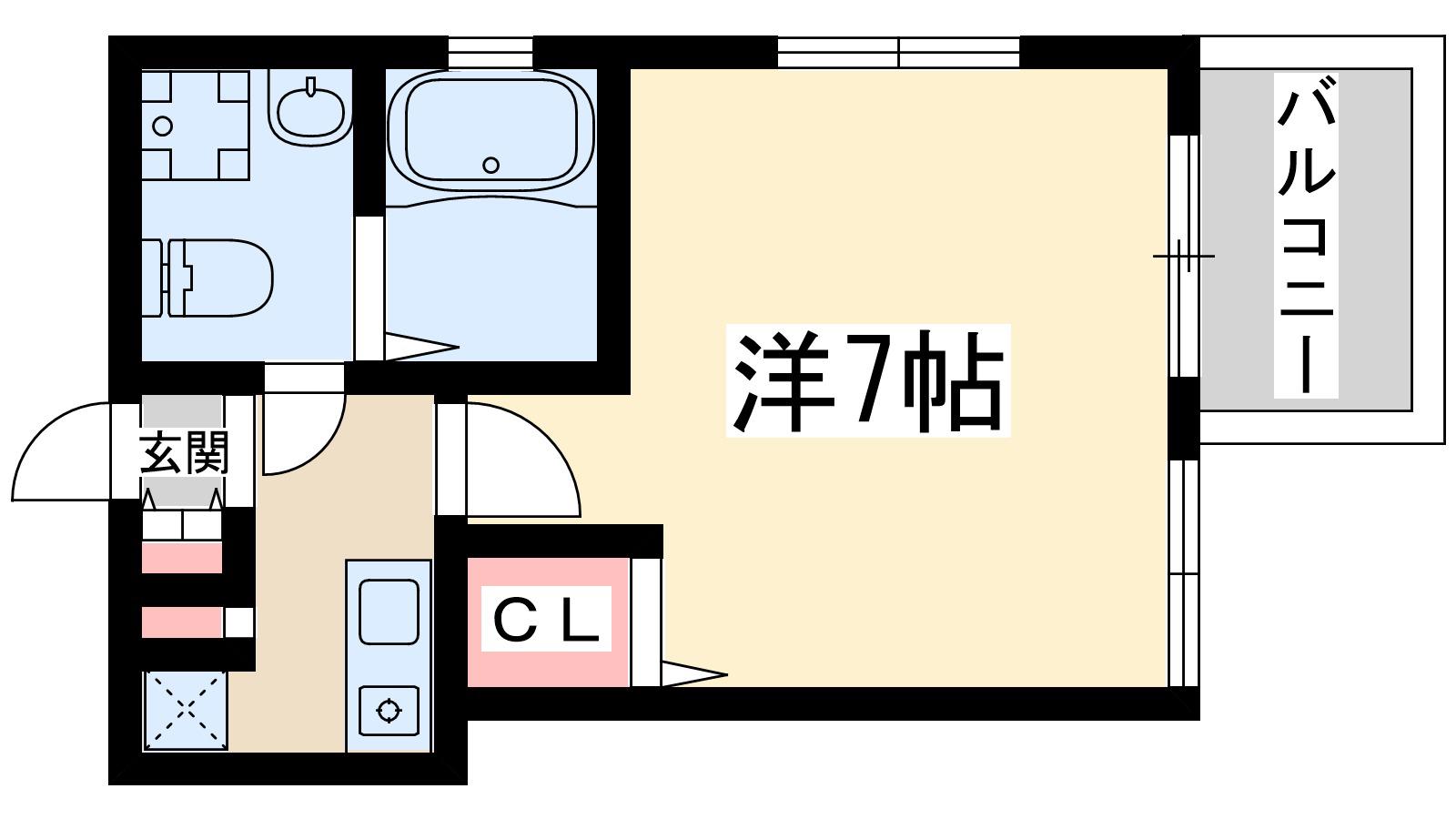 アスール江坂サード(1K/7階)の間取り写真
