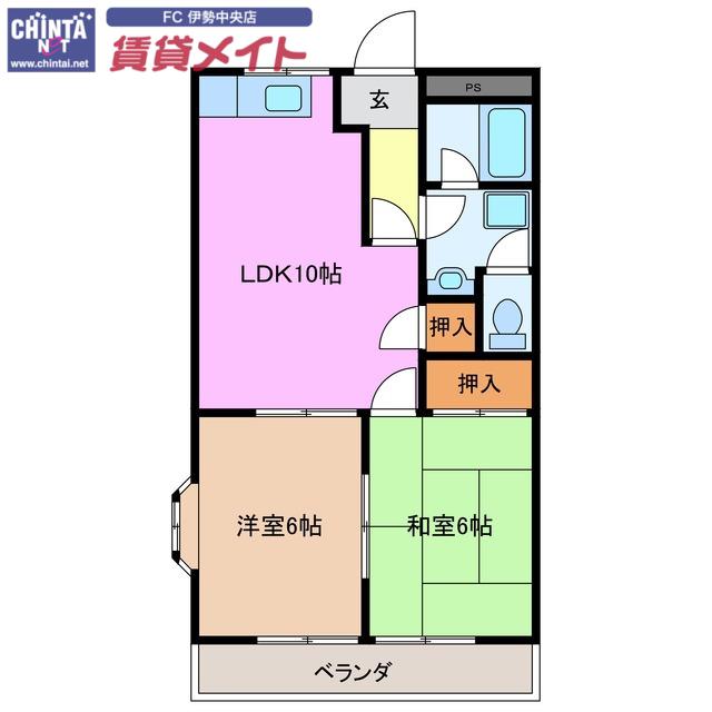 キャピトルヒルズI(2LDK/1階)の間取り写真