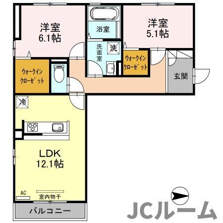 セレーノ クローバー(2LDK/2階)の間取り写真