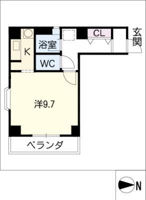 ヴュテラス大曽根(1K/4階)の間取り写真