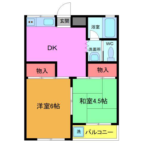 フルーツVILLAGE(2DK/3階)の間取り写真
