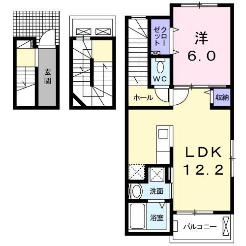 名鉄広見線 日本ライン今渡駅 徒歩11分 3階建 築7年(1LDK/3階)の間取り写真