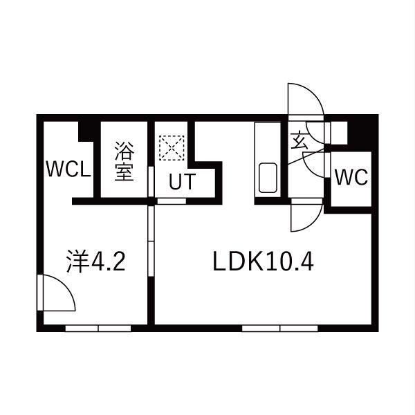 BELL COURT発寒南(1LDK/1階)の間取り写真