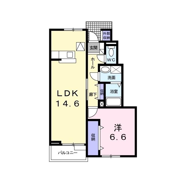 レジーナB(1LDK/1階)の間取り写真