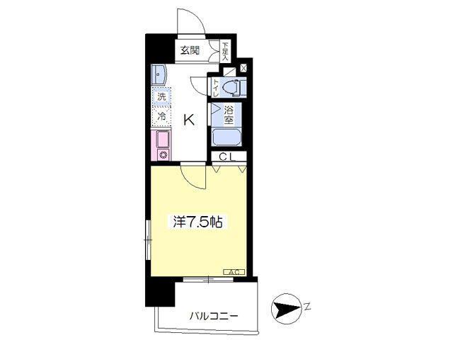プレノ小田原弓ノ町(1K/11階)の間取り写真