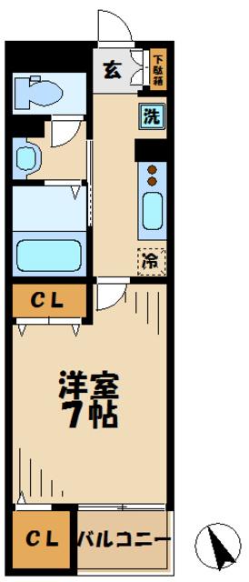 リヴェール(1K/4階)の間取り写真