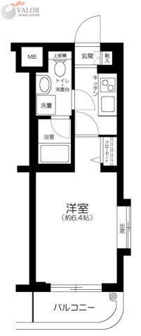 グリフィン横浜・岡野公園弐番館(1K/2階)の間取り写真