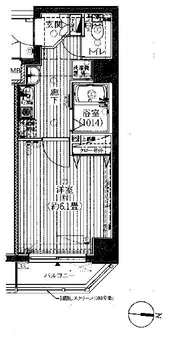 プレール・ドゥーク住吉(1K/1階)の間取り写真