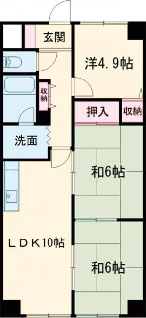 石照マンション花池(3LDK/2階)の間取り写真