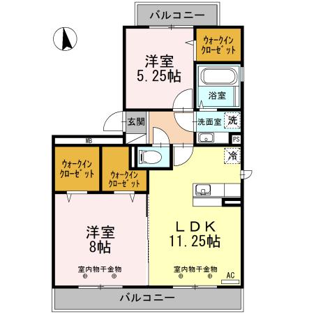 クレセント(2LDK/2階)の間取り写真
