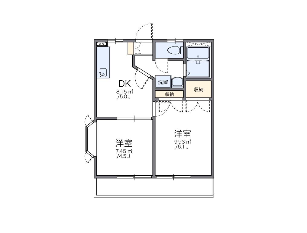 レオパレス AKURA(2DK/2階)の間取り写真