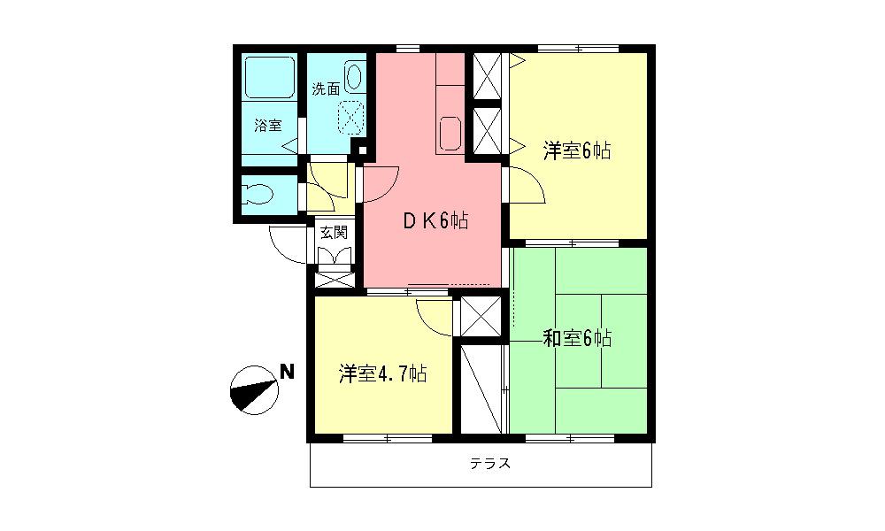 古館ハイツII(3DK/1階)の間取り写真