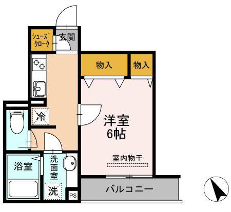 グレースマルニII(1K/1階)の間取り写真