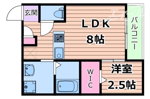 リアコート千里丘Iサウス(1LDK/2階)の間取り写真