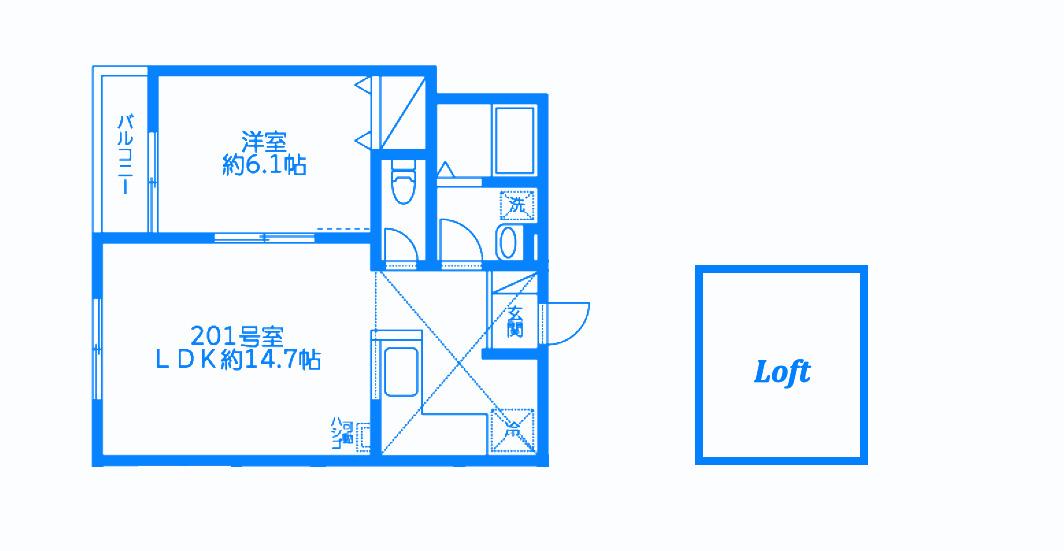 サンス馬場(1LDK/2階)の間取り写真