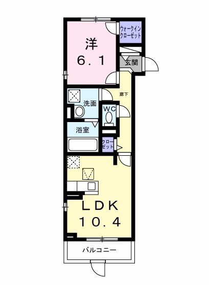 ヒカルサ神戸王塚台2(1LDK/1階)の間取り写真