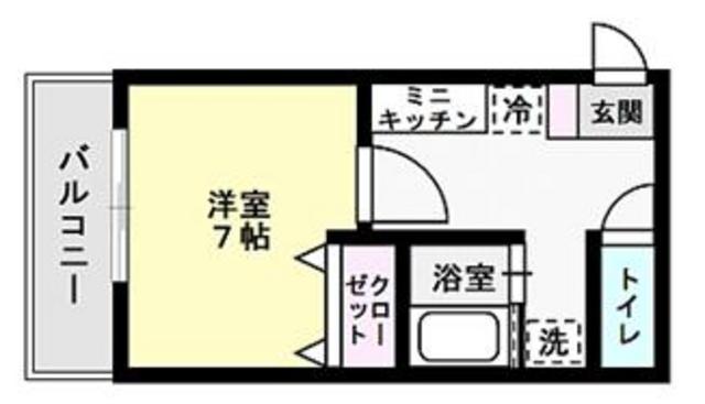 ベレッツア南天神(1K/3階)の間取り写真