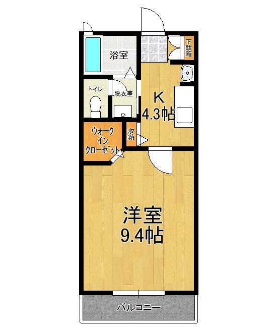 アンリシール  III棟(1K/2階)の間取り写真