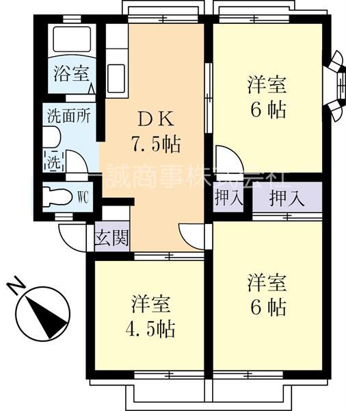 フラワーヒル(3DK/2階)の間取り写真