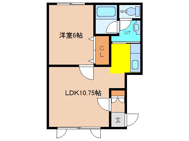 レジデンスカメリアC棟(1LDK/2階)の間取り写真